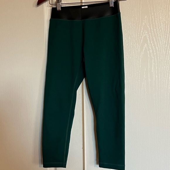 Zella emerald green cropped leggings faux leather waistband size XS‎ - Picture 3 of 8